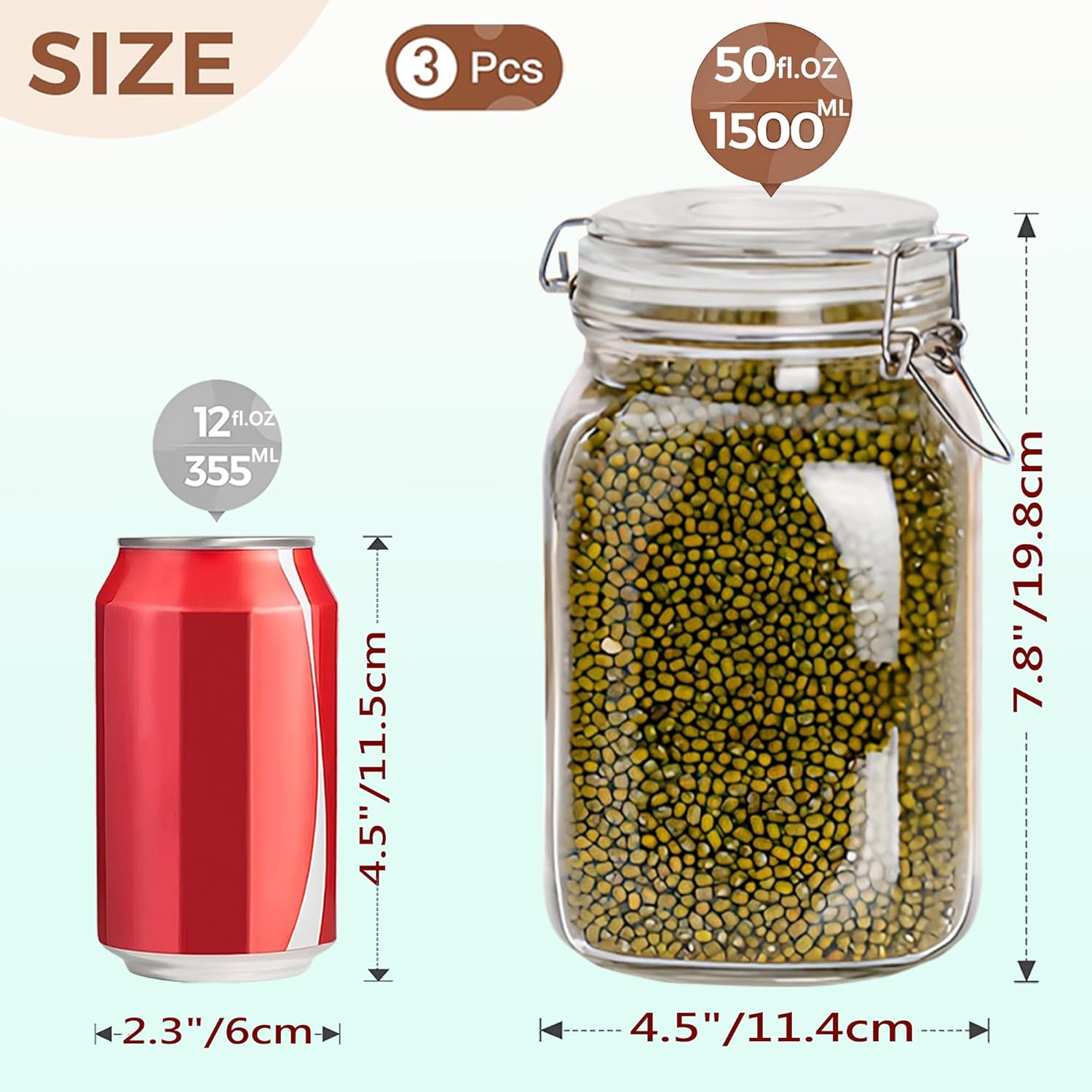 Clear Food Storage Jars 50oz S - Food Storage Jar Glass recension och pris