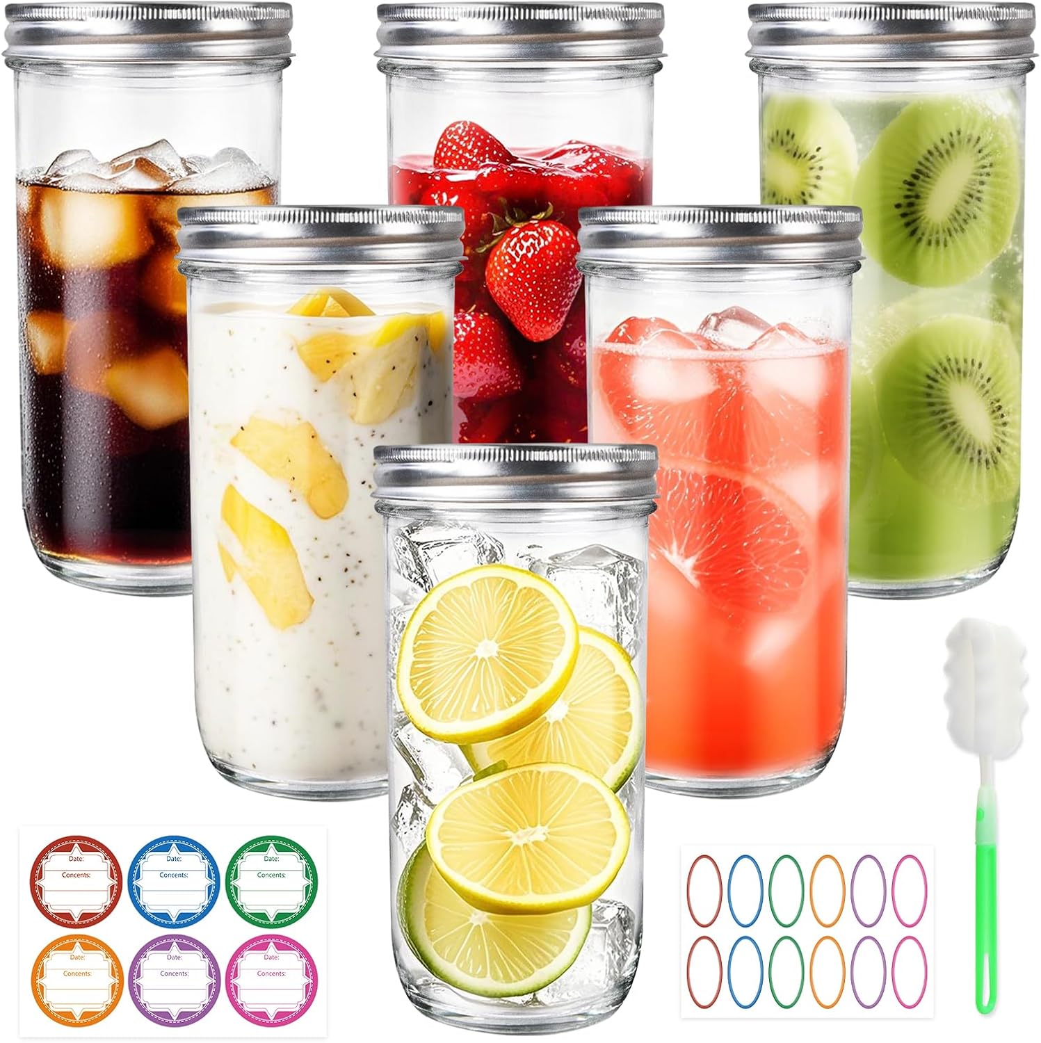 Jars Wide Mouth 6 Pack, 24oz G - Food Storage Jar Glass recension och pris