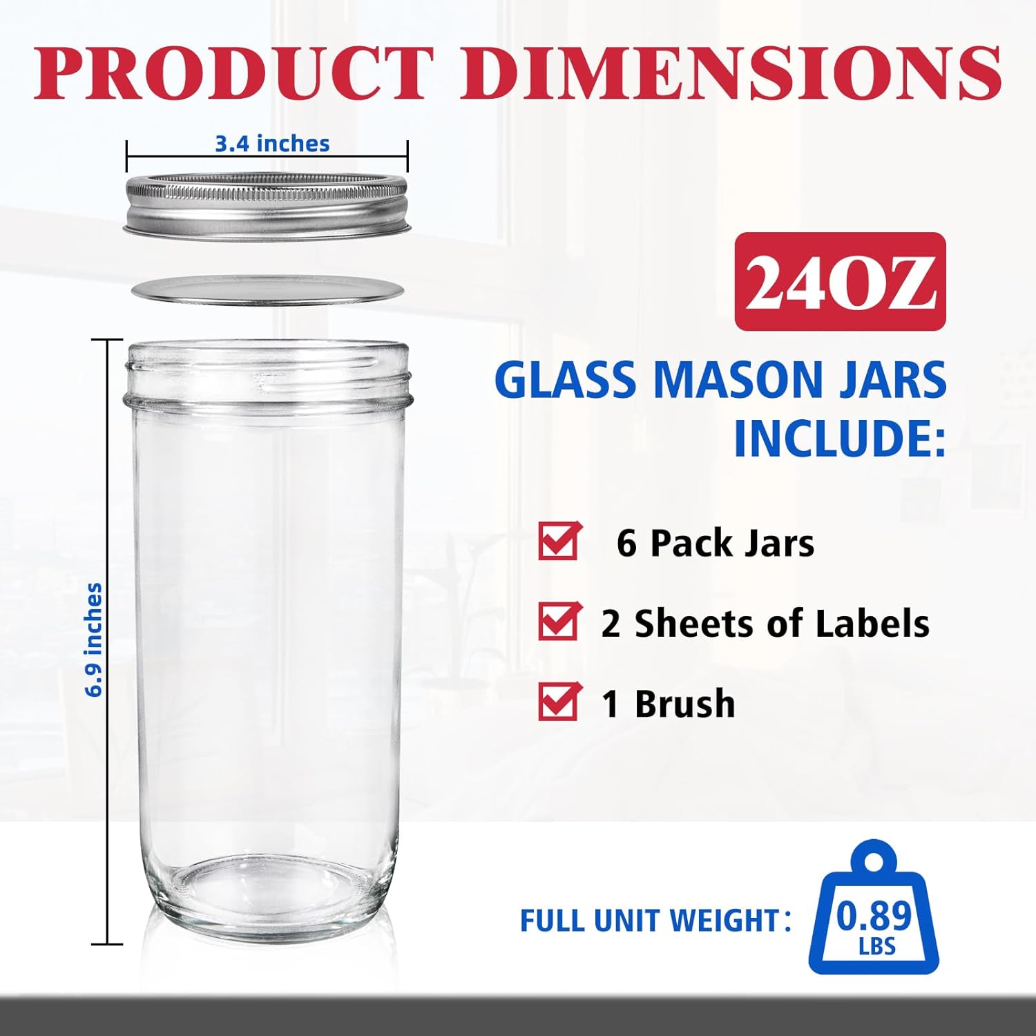 Jars Wide Mouth 6 Pack, 24oz G - Food Storage Jar Glass recension och pris