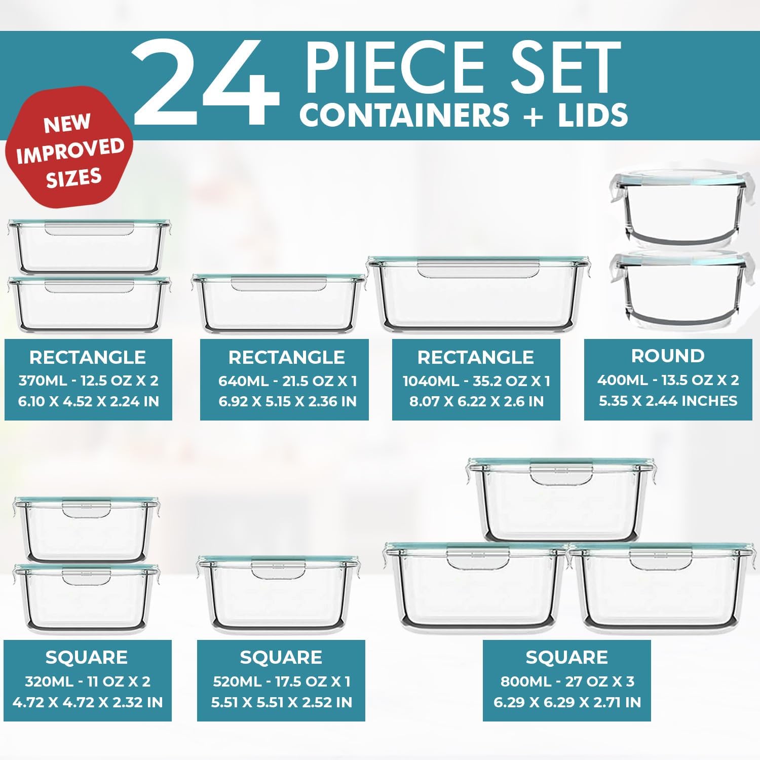 24 Pc Airtight Glass Food Stor - Food Storage Plastic recension och pris