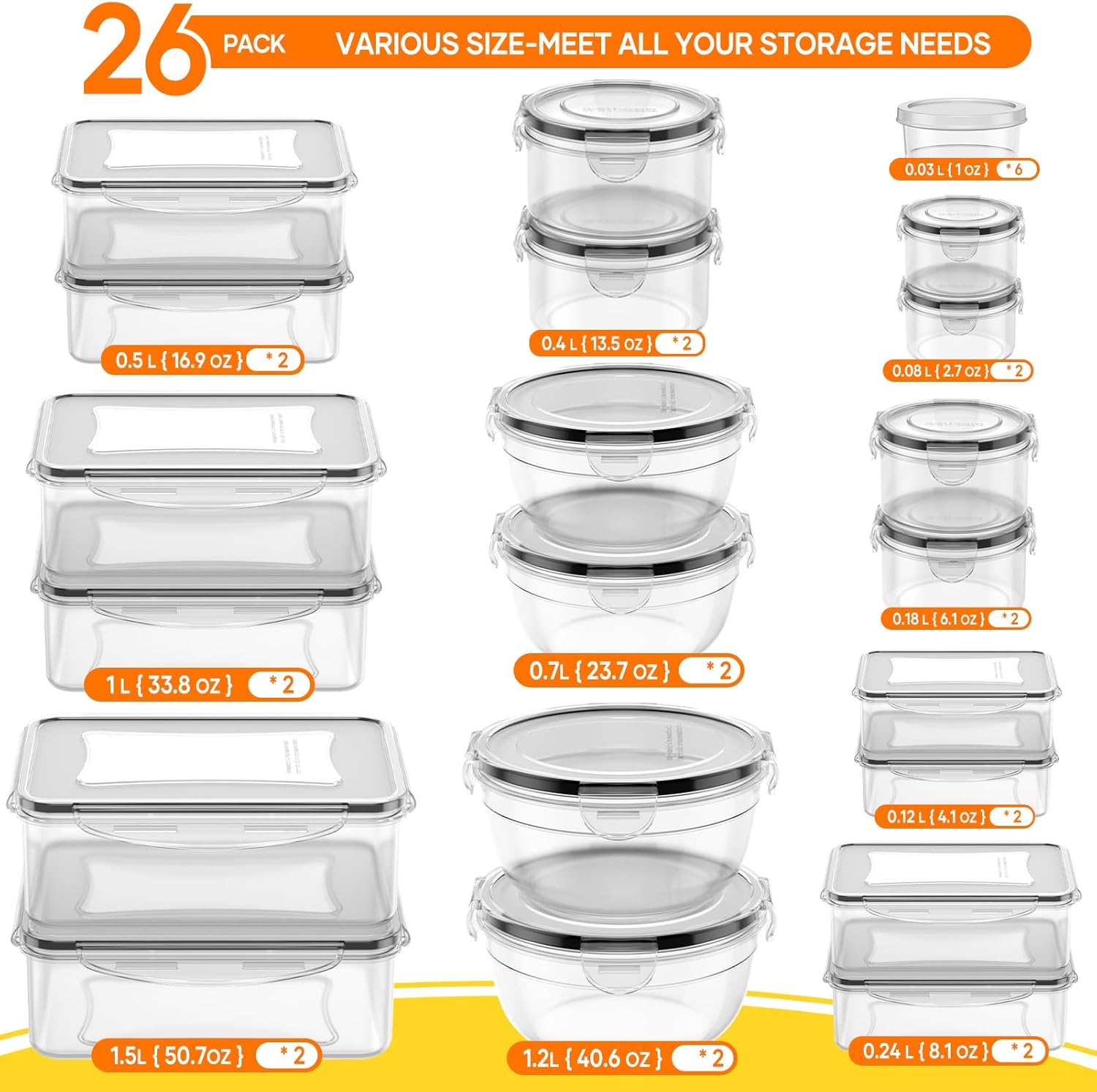 52 PCS Food Storage Containers - Food Storage Plastic recension och pris