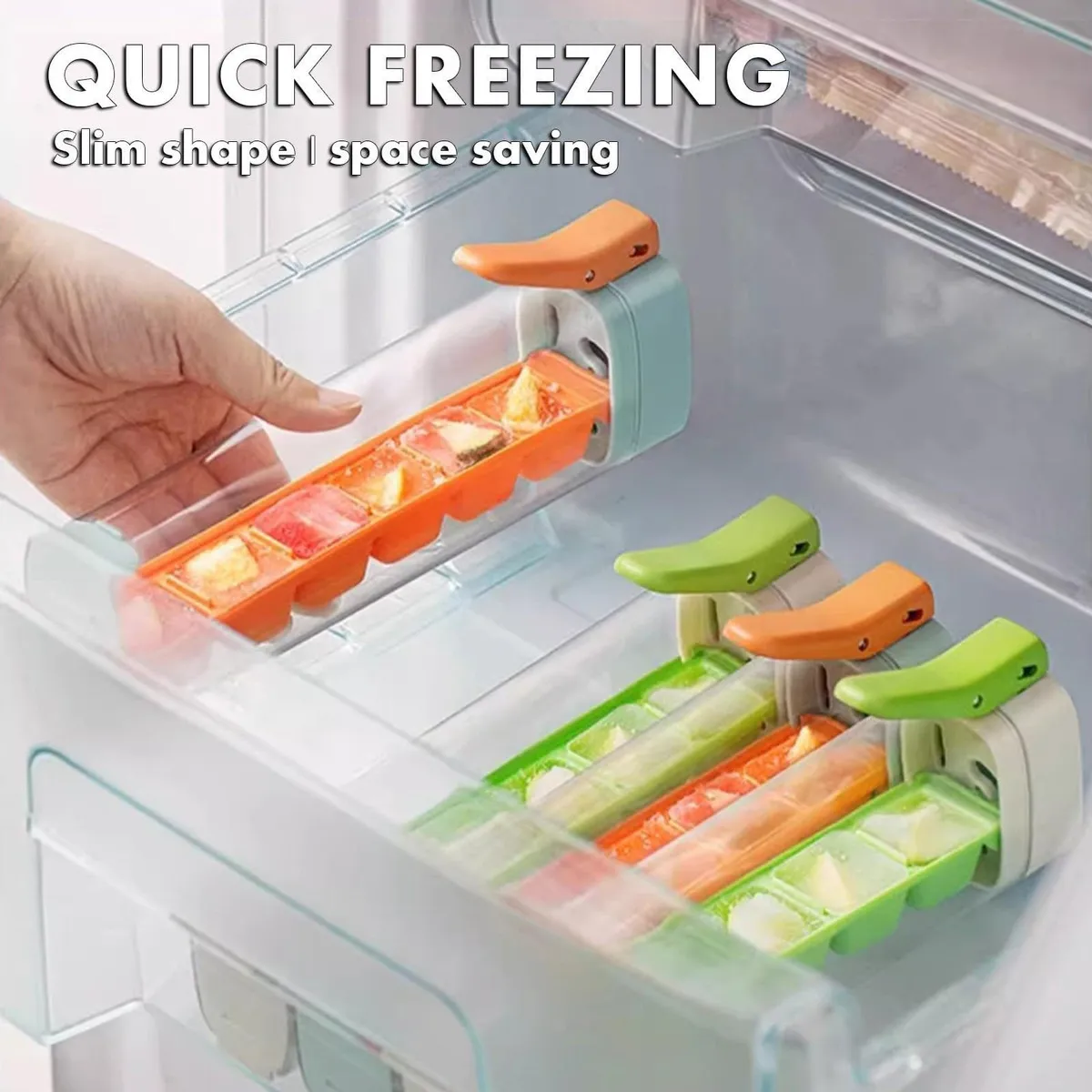 Ice Cube Tray with Lid Easy Re - Food Storage Silicone recension och pris