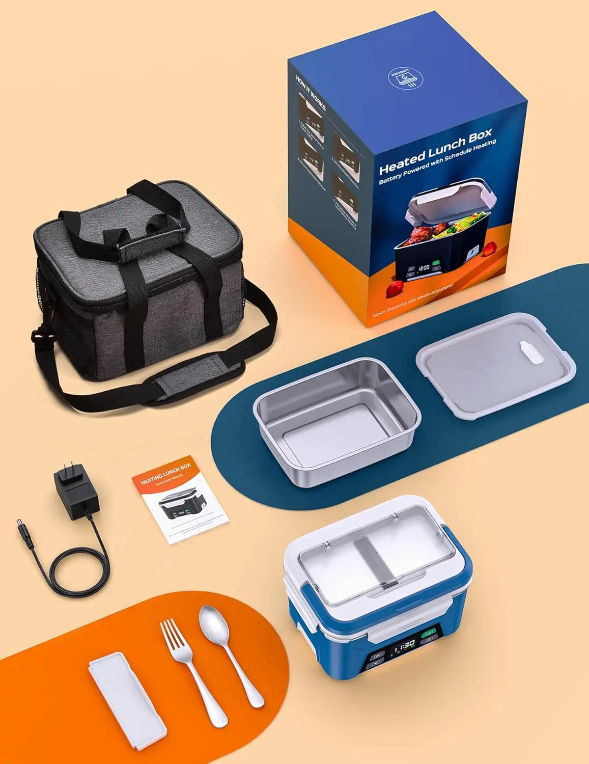 Cordless Electric Lunch Box fo - Portable Food Warmer recension och pris