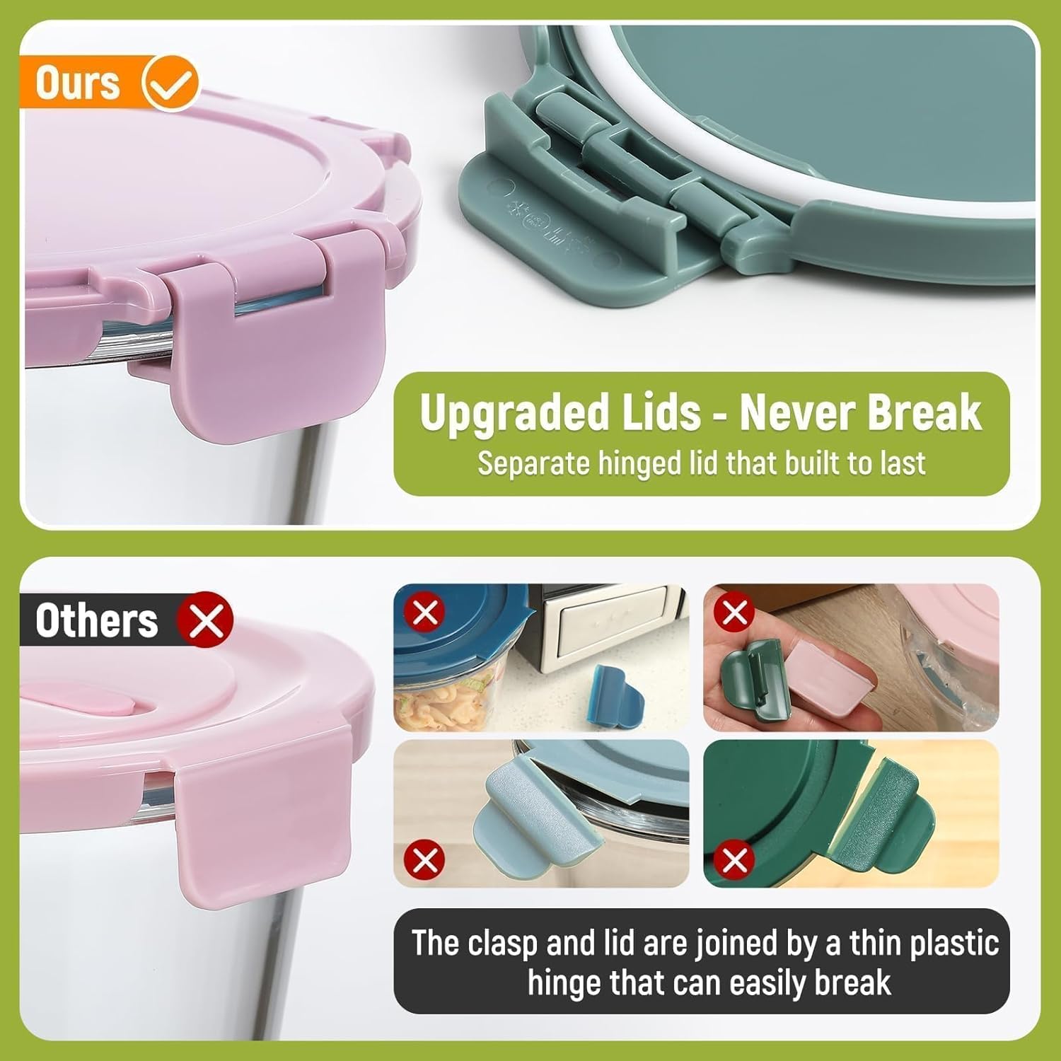 [UPGRADED LID] 6 Sets 3 Cup/24 - Food Storage Bowls recension och pris