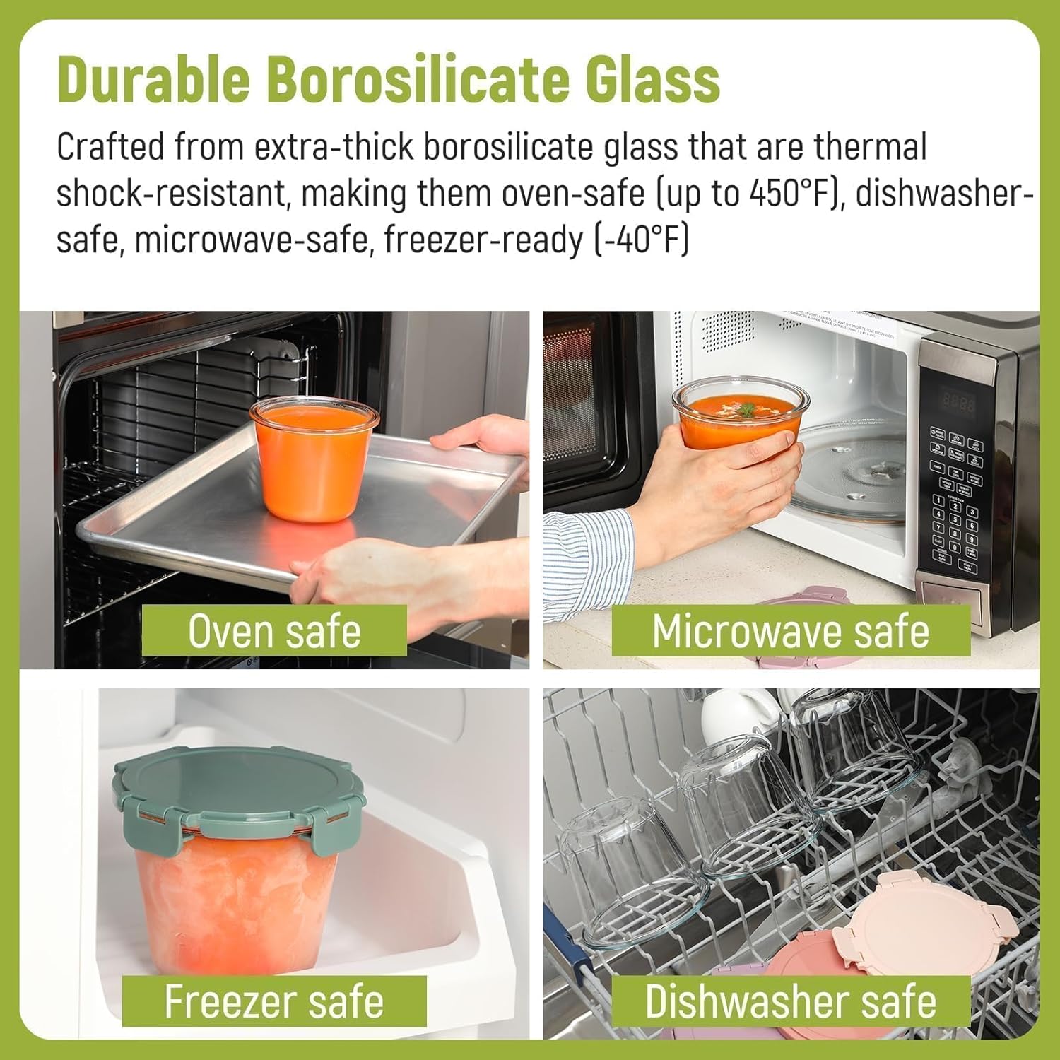 [UPGRADED LID] 6 Sets 3 Cup/24 - Food Storage Bowls recension och pris