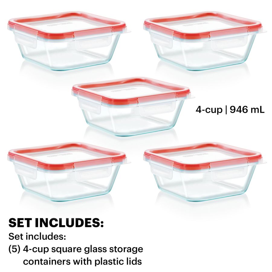Freshlock 5Pack, 4 Cup Glass F - Food Storage Glass Set recension och pris