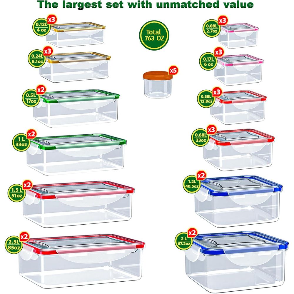 70 Pcs Large Food Storage Cont - Food Storage Plastic recension och pris