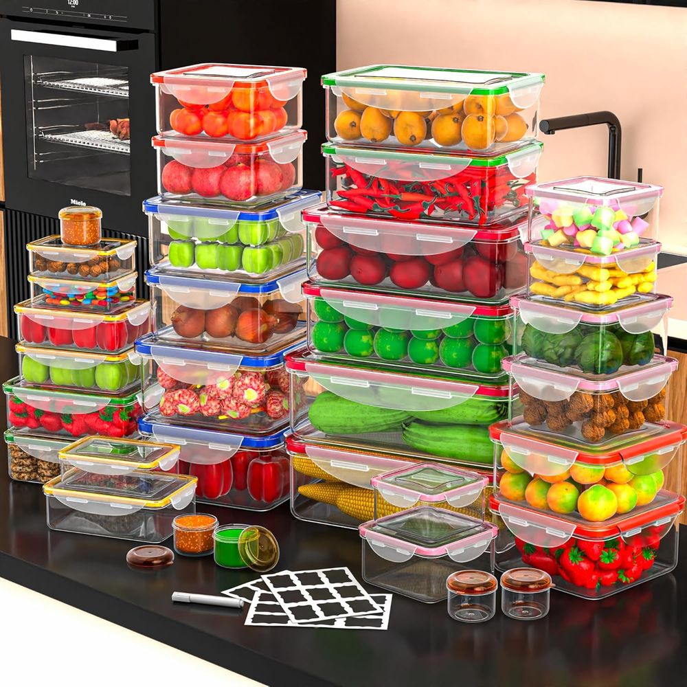 70 Pcs Large Food Storage Cont - Food Storage Plastic recension och pris