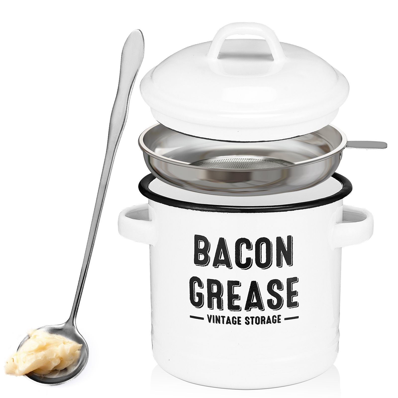 Bacon Grease Container with St - Food Storage Meal Prep recension och pris