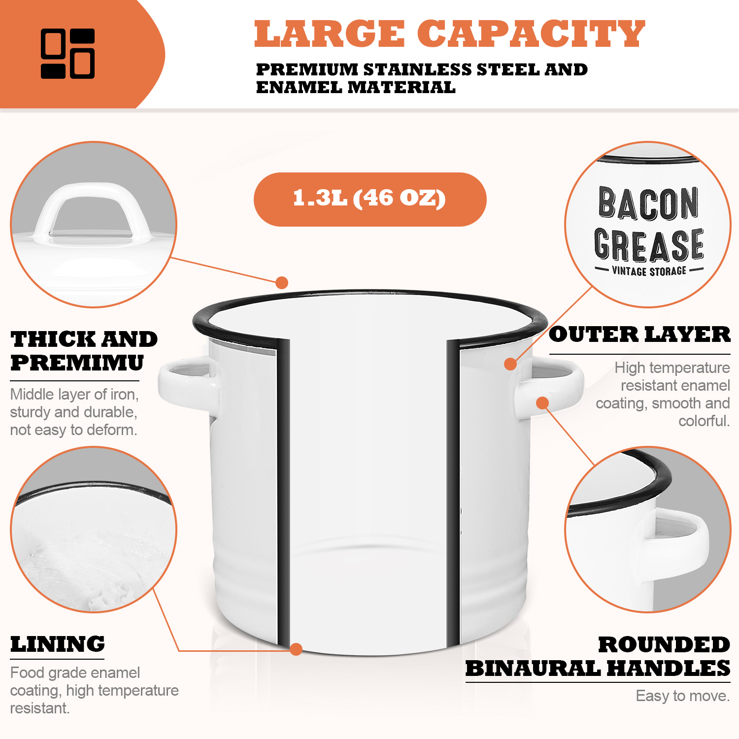 Bacon Grease Container with St - Food Storage Meal Prep recension och pris