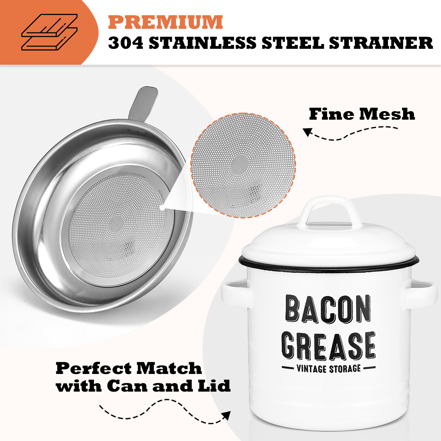 Bacon Grease Container with St - Food Storage Meal Prep recension och pris