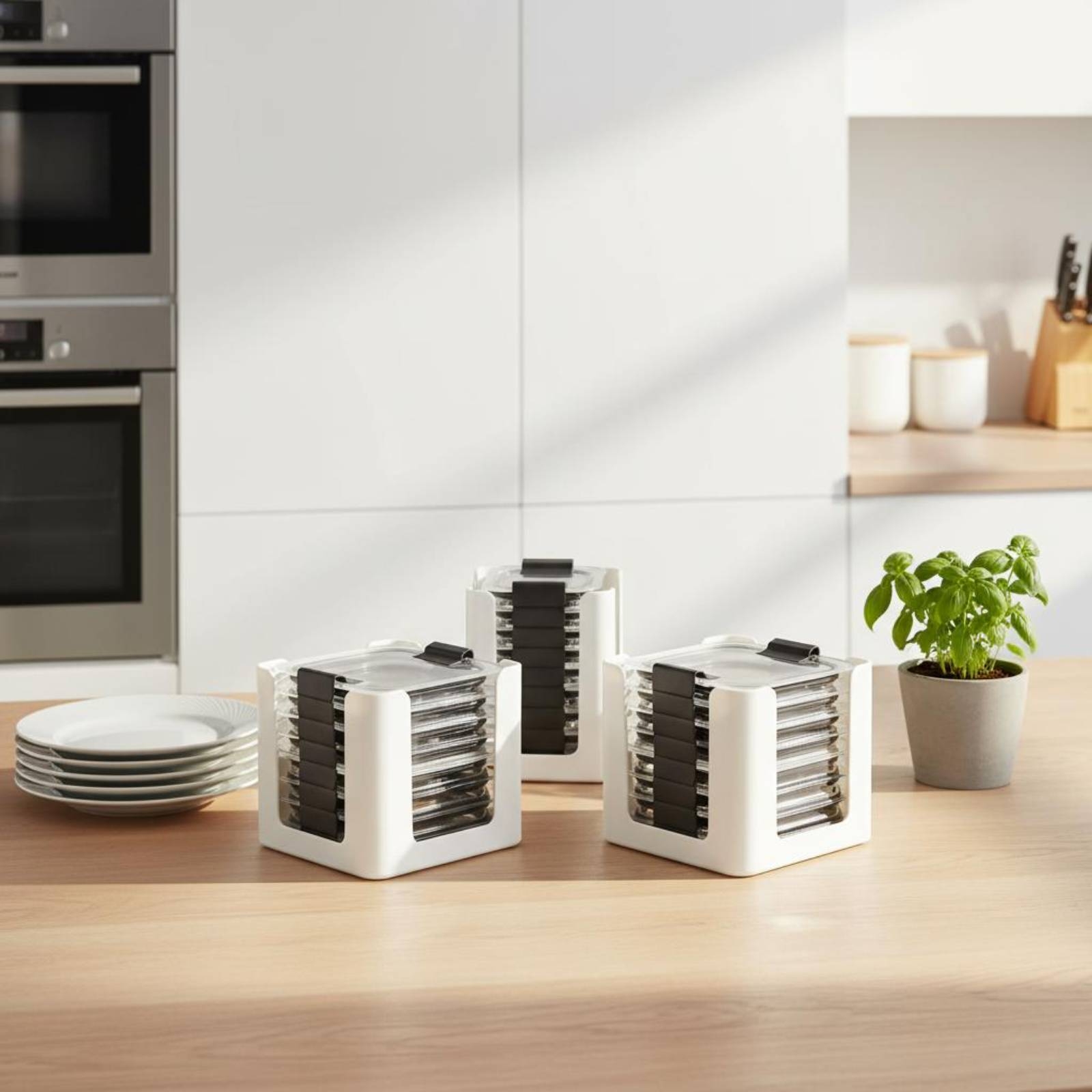 3 Pieces Lid Storage Rack Rect - Food Storage Kitchen Cabinet recension och pris